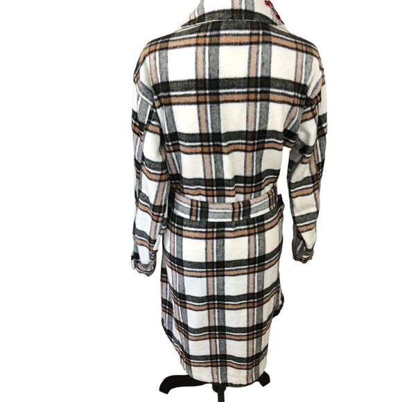 Blank‎ NYC Soft Cozy Flannel Shacket Jacket Preppy Clueless Plaid Longline - Picture 6 of 14